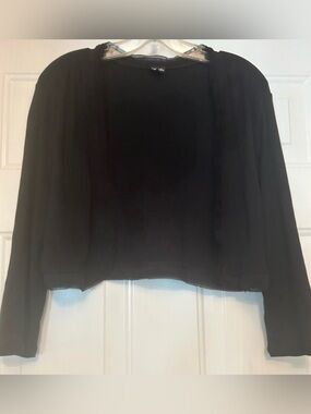 Rafella Open Pleated Shrug Cardigan S Black Versatile Cropped Lagenlook